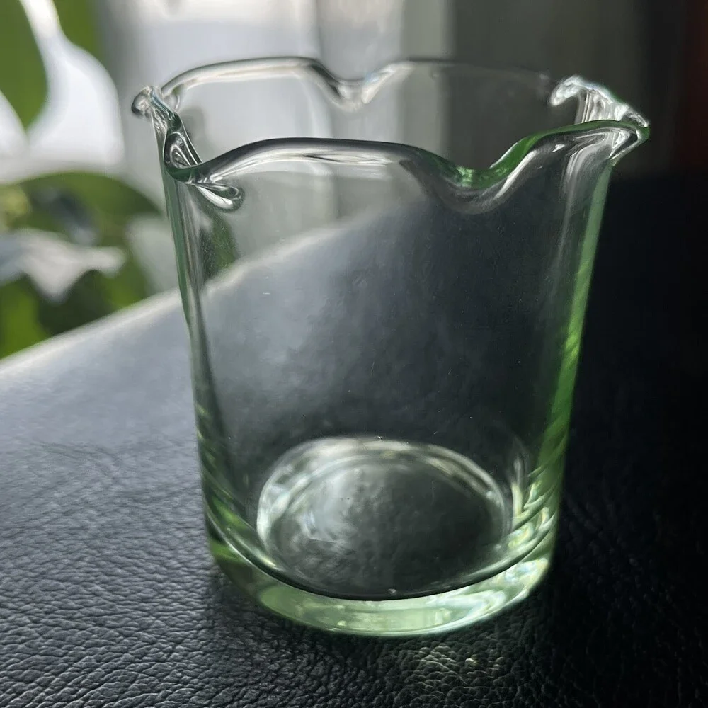 VTG Green Uranium Vaseline Glass Shot Glass Glow Retro Barware 2.25